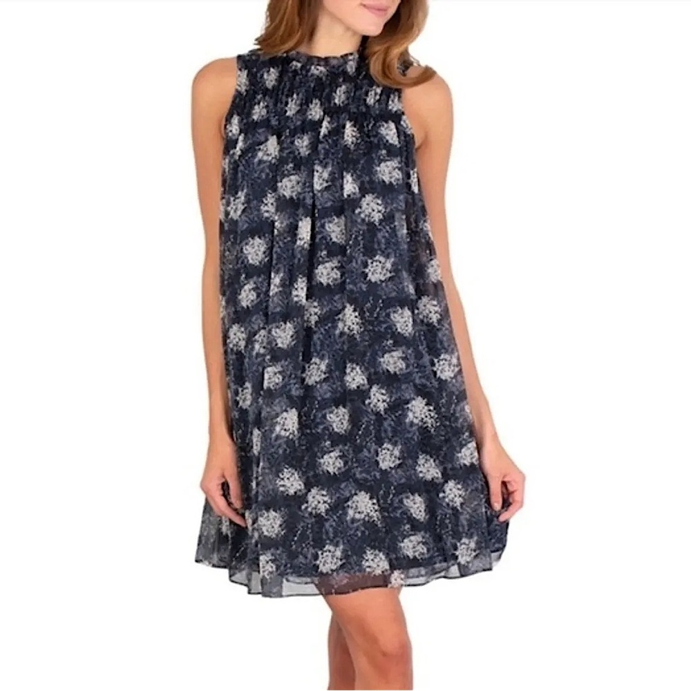 Joie Navy Blue and White Baltic Print Mini Dress